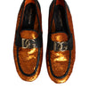 Dolce & Gabbana Orange Sequin Embellished Men Loafers Shoes