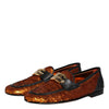 Dolce & Gabbana Orange Sequin Embellished Men Loafers Shoes