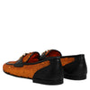 Dolce & Gabbana Orange Sequin Embellished Men Loafers Shoes