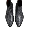 Dolce & Gabbana Dark Gray Cotton Sequined Chelsea Boots Shoes