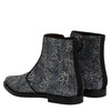 Dolce & Gabbana Dark Gray Cotton Sequined Chelsea Boots Shoes