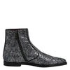 Dolce & Gabbana Dark Gray Cotton Sequined Chelsea Boots Shoes