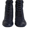 Dolce & Gabbana Dark Blue Leather KING High Top Sneakers Shoes