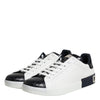 Dolce & Gabbana White Black Leather Portofino Sneaker Shoes