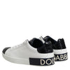 Dolce & Gabbana White Black Leather Portofino Sneaker Shoes