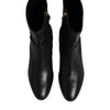 Dolce & Gabbana Black Leather Flats Logo Short Boots Shoes