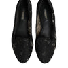 Dolce & Gabbana Black Taormina Lace Slip On Flats Shoes