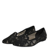 Dolce & Gabbana Black Taormina Lace Slip On Flats Shoes