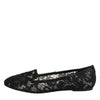 Dolce & Gabbana Black Taormina Lace Slip On Flats Shoes