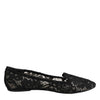 Dolce & Gabbana Black Taormina Lace Slip On Flats Shoes