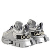 Dolce & Gabbana Silver Leather Super Queen Sneakers Shoes