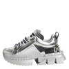 Dolce & Gabbana Silver Leather Super Queen Sneakers Shoes