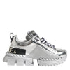 Dolce & Gabbana Silver Leather Super Queen Sneakers Shoes