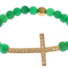 Nialaya Jade Stone Gold CZ Cross 925 Silver Bracelet