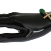 Nialaya Jade Stone Gold CZ Cross 925 Silver Bracelet