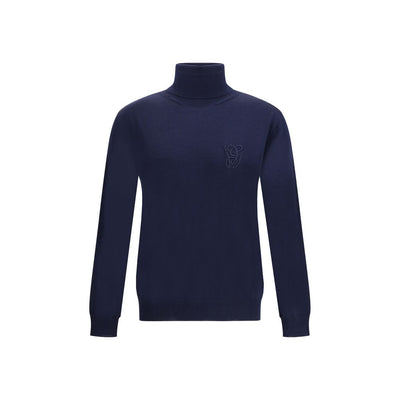 Valentino Blue Fleece Wool Turtleneck