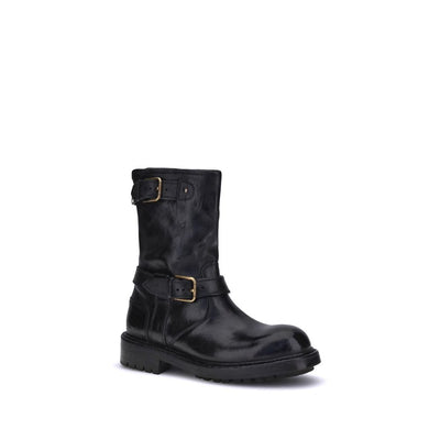 Dolce &amp; Gabbana Bos Taurus Schnürstiefel aus schwarzem Kalbsleder