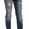 Dolce & Gabbana Distressed Embellished Buttons Denim Pants Jeans