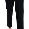 Dolce & Gabbana Black Cropped Front Button Embellished Pants