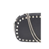 Valentino Garavani Black Calf Leather Bos Taurus Shoulder Bag