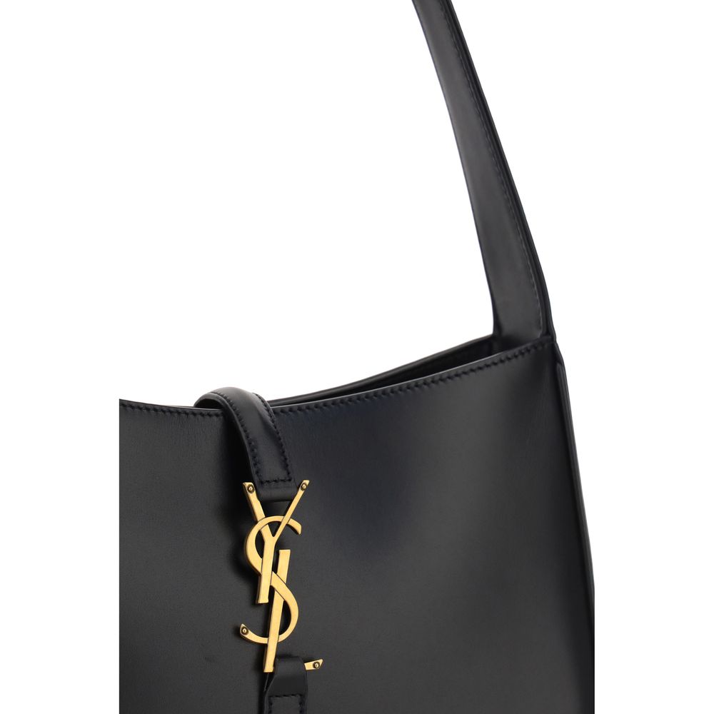 Saint Laurent Schultertasche aus schwarzem Kalbsleder, Modell Bos Taurus