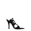 The Attico Black Leather Stiletto Heel Sandals