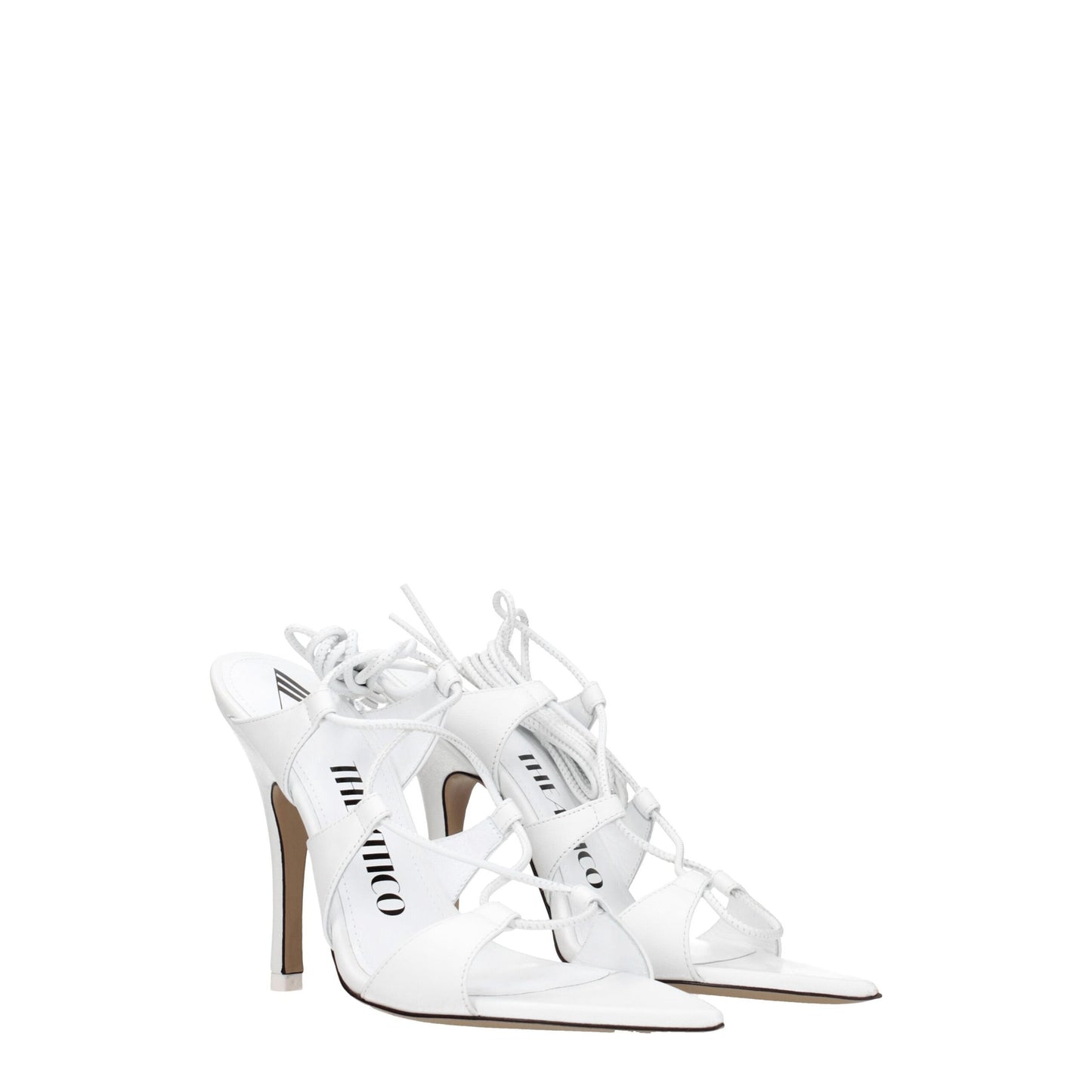 The Attico White Leather Stiletto Heel Sandals