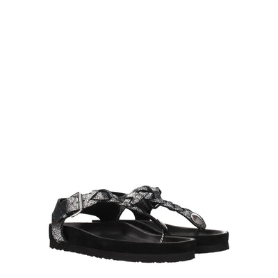 Isabel Marant Black Leather Flip-Flop Sandals
