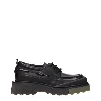 Off-White Black Leather Slip-On Loafers