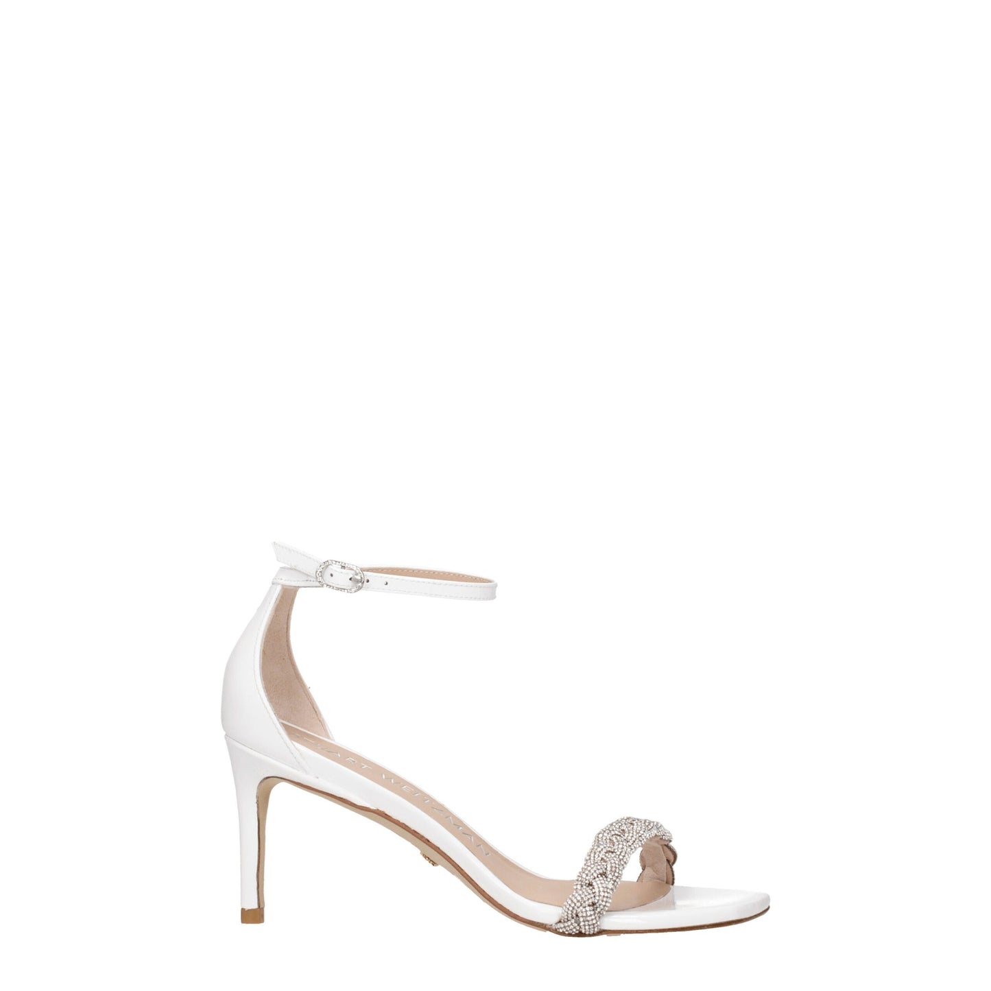 Stuart Weitzman White Leather Stiletto Heel Sandals