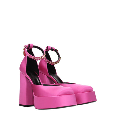 Versace Pink Satin Platform Pumps