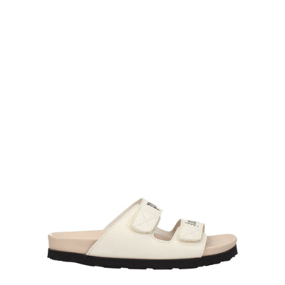 Palm Angels Beige Leather Flat Sandals