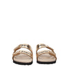 Palm Angels Gold Leather Slippers