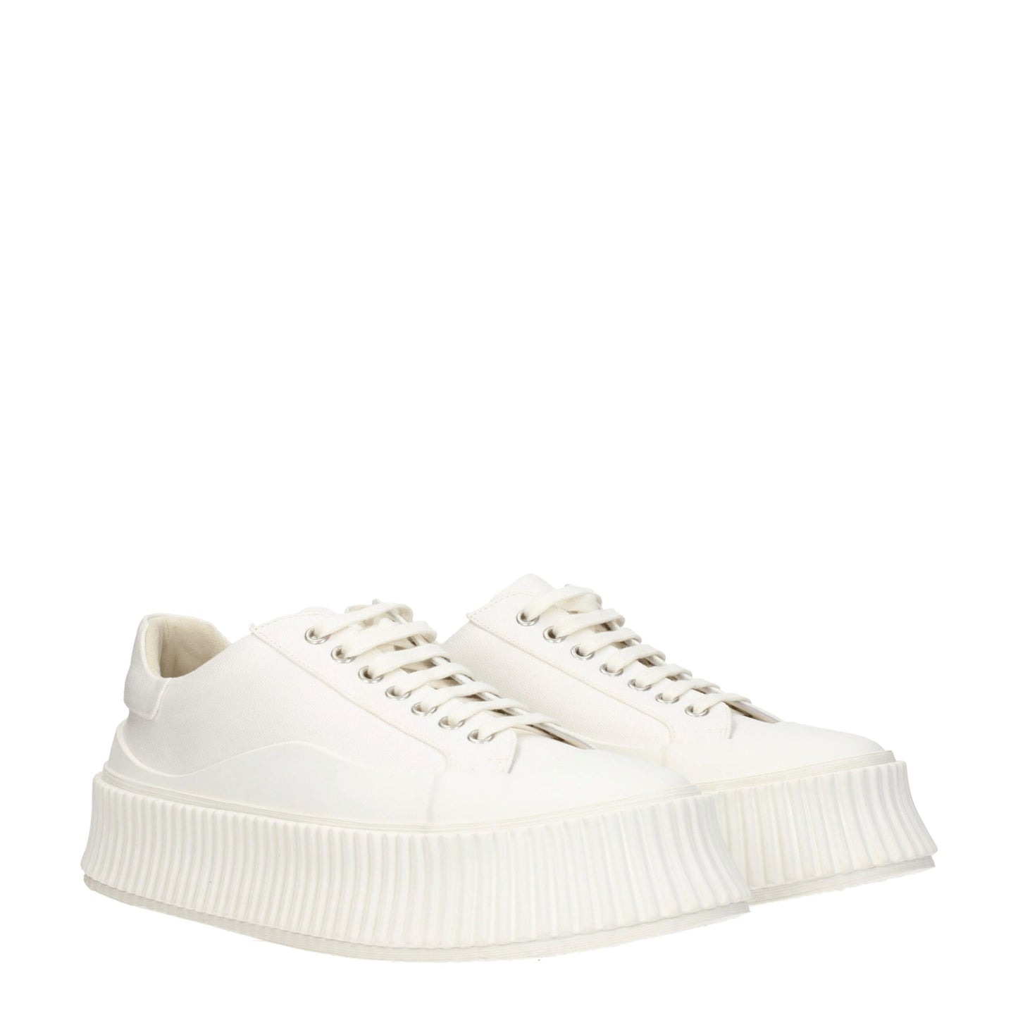 Jil Sander White Fabric Platform Sneakers