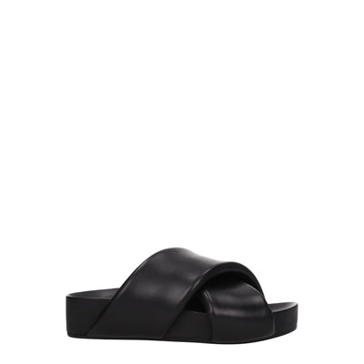 Jil Sander Black Leather Slippers