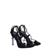 The Attico Black Fabric Stiletto Heel Sandals