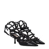 Valentino Garavani Black Leather Stiletto Heel Sandals