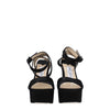 Jimmy Choo Black Satin Platform Sandals