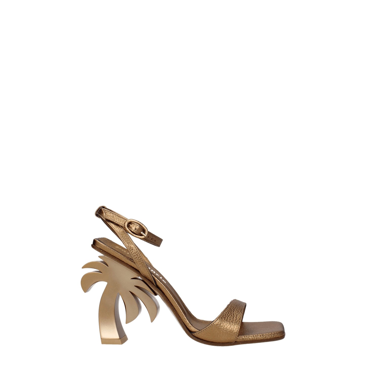 Palm Angels Gold Leather Platform Sandals