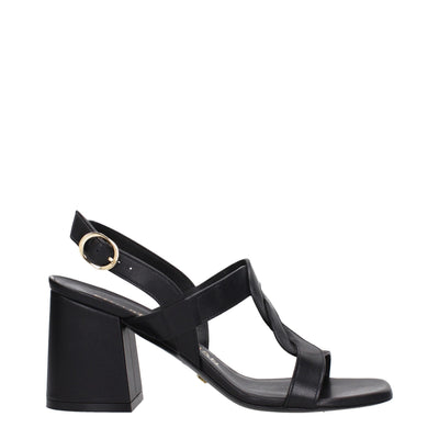 Stuart Weitzman Black Leather Platform Sandals