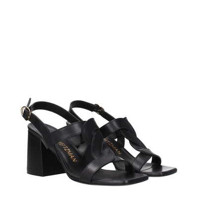 Stuart Weitzman Black Leather Platform Sandals