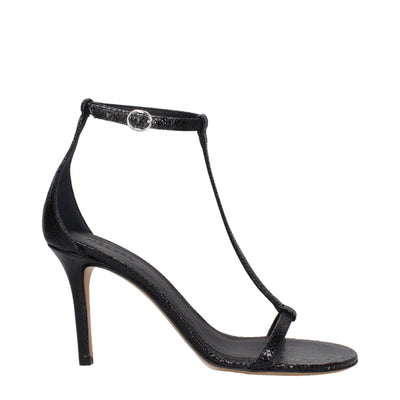 Isabel Marant Black Leather Stiletto Heel Sandals
