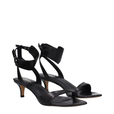 Isabel Marant Black Leather Flat Sandals
