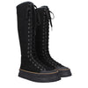 Max Mara Black Fabric Lace-Up Boots