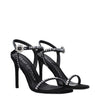 Stuart Weitzman Schwarze Satin-Sandalen mit Stilettoabsatz