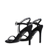 Stuart Weitzman Schwarze Satin-Sandalen mit Stilettoabsatz