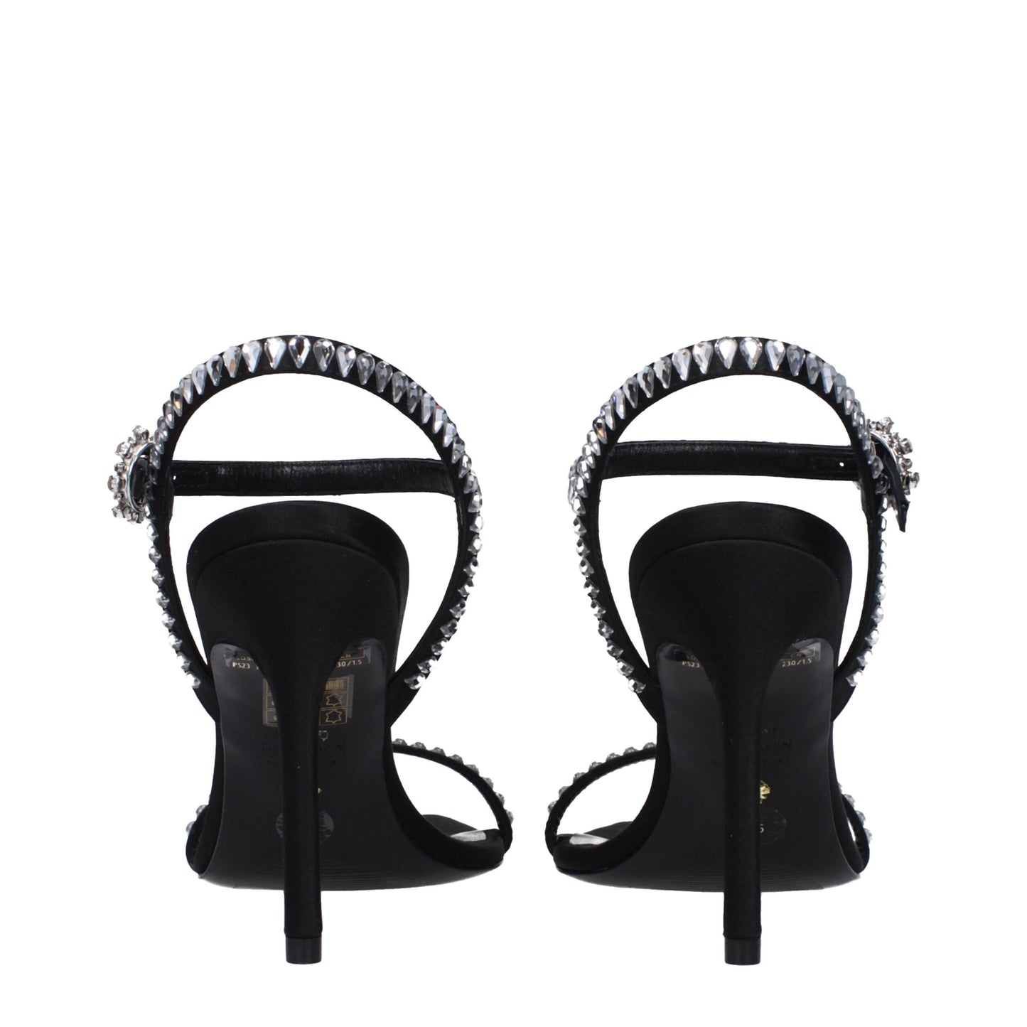 Stuart Weitzman Schwarze Satin-Sandalen mit Stilettoabsatz