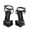 Dolce & Gabbana Black Leather Stiletto Heel Sandals