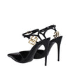 Dolce & Gabbana Black Leather Stiletto Heel Sandals