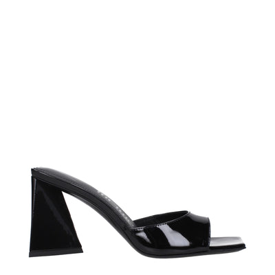 The Attico Black Leather Stiletto Heel Sandals